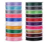 PH PandaHall 20 Colors 200m Beading String, 0.6mm Chinese Knotting Cord Jewellery Cord Braided Thread Kumihimo Threads Macrame Threads for Sewing Jewellery Making DIY Craft