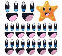 PH PandaHall 20 Sets 2 Colours Felt Eyes with Mouths, Colourful Oval Eye Kawaii Felt Mouth Crochet Eyes Patches Amigurumi Craft Eye for Plush Puppet Teddy Bear Crochet Animals Crafts Making