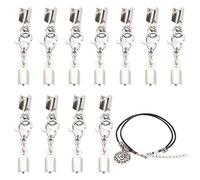 PH PandaHall 20 Sets 304 Stainless Steel Lobster Claw Clasps with Cord Ends Terminators Crimp End Fold Over Cord End Caps Connector for Necklaces Bracelets Jewelry Craft Making, Silver