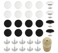 PH PandaHall 20 Sets Baseball Cap Button 2 Color Cloth Covered Buttons 19mm Top Replacement Hat Button Black Fabric Covered Button White Round Buttons for Hat Jeans Replacement Repair Clothing Sewing