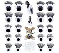 PH PandaHall 20 Sets Safety Eyes with Eyelash, 10/12/14/18/24mm Stuffed Animal Eyes Black Crochet Eyes Plastic Craft Eyes Amigurumi Eyes with Washers for Puppet Bear Teddy Bunny DIY Arts Crafts Making