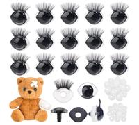PH PandaHall 20 Sets Safety Eyes with Lashes Black Crochet Eyes Craft Safety Eyelashes with Washers for Crochet Amigurumi Stuffed Animals DIY Crafts Kawaii Puppets Making Christmas Birthday Decoration
