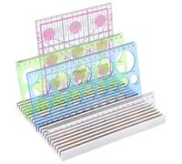 PH PandaHall 20-slot Wooden Quilting Ruler Rack, Sewing Ruler Holder White Slotted Template Organizer for Quilting Rulers Craft Room Workshop Home Sewing Accessories and Supplies, 20x16.5cm