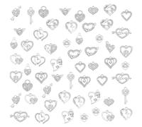 PH PandaHall 20 Styles Heart Rhinestone Charms 60pcs Sweet Heart Pendants Crystal Dangle Charms Platinum Metal Pendants for Mother's Day DIY Bracelet Necklace Earring Jewellery Making Keychain
