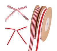 PH PandaHall 20 Yards/ 18.3m Red White Stripe Ribbon 2 Styles 3/8 inch(10mm) Fabric Ribbons Red White Polyester Grosgrain Ribbon for Gift Wrapping Christmas Tree Sewing Home Party Wedding Decoration