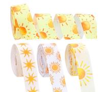 PH PandaHall 20 Yards 4 Styles Grosgrain Ribbon Sunflower Boho Checkered Polka Dot Fall Sun Pattern Ribbon for DIY Crafts Holiday Wreaths School Projects Thanksgiving Halloween Home Decor