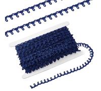 PH PandaHall 20 Yards Braid Trim with Elastic Button Loops, 1/2 inch(14mm) Blue Button Elastic Loop Button Loop Tape Dress Zipper Extender Upholstery Trim for Sewing Costume Crafts Dress Home Decor