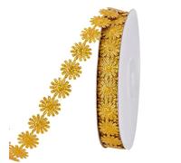 PH PandaHall 20 Yards Gold Flower Ribbon, 5/8 inch Golden Embossing Ribbon Decorative Polyester Flower Lace Trim for Birthday Gift Wrapping Sewing Crafts Dress Hair Band Bridal Wedding Decor