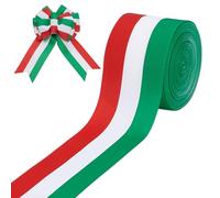 PH PandaHall 20 Yards Red White Green Stripes Ribbon Grosgrain Striped Tibbon, 2.5inch Polyester Italian Flag Double Face Ribbons for Party Decoration Parades Christmas Tree Garland DIY Projects