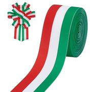 PH PandaHall 20 Yards Red White Green Stripes Ribbon Polyester Grosgrain Tibbon, 2inch Italian Flag Double Face Ribbons for Party Holiday Decoration Parades Christmas Tree Garland DIY Projects