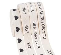 PH PandaHall 20 Yards x 0.63 Inch 4 Styles Decorative Ribbons Cotton Webbing Printed Cotton Ribbon with Wishing Words for Birthday Cake Bouquet Gift Wrapping Home Party Wedding Christmas Decorations