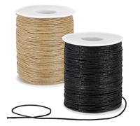 PH PandaHall 200 Yards 1mm Waxed String, Waxed Cotton Cord Wax Cord Beading Thread Wax Threads Twine for Bracelet String Macrame Sewing Project Dreamcatcher Jewellery Making, Burlywood & Black