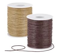 PH PandaHall 200 Yards Waxed Cord, 1mm Wax Beading Thread Wax Cord Waxed Cotton Threads String Twine for DIY Bracelet Necklace String Macrame Sewing Project Dreamcatcher Jewellery, Brwon & Burlywood