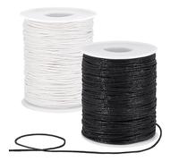 PH PandaHall 200 Yards Waxed Cord, 1mm Waxed Cotton Threads String Wax Beading Thread Wax Cord Twine for DIY Bracelet Necklace String Macrame Sewing Project Dreamcatcher Jewellery, Black & Beige