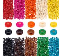 PH PandaHall 2000pcs 10 Colours Colorful Flat Wood Beads, 8x3mm Wooden Flat Beads Loose Spacers Colourful Rondelle Bead for Bracelets Necklaces Keychains Jewellery Making Macrame DIY Crafting