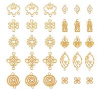 PH PandaHall 200Pcs 10 Styles Earring Connectors Charms, Vintage Openwork Pendant Cloud Virgin Chinese Knot Chandelier Charms for Dangle Earrings DIY Jewellery Making Crafting, 8~26mm/ 0.3~1"