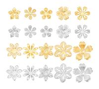 PH PandaHall 200pcs 10 Styles Flower Bead Caps, 16~34mm End Caps Large Flower Spacer Beads Filigree End Beading Findings for Earrings Hairpins Pendants Crafts DIY Jewelry Making, Golden/Platinum