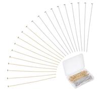 PH PandaHall 200pcs 2 inch Head Pins 304 Stainless Steel Flat Head Pins Jewellery Findings Dangle Earring Findings Head Pin Beading Pin Jewelry Headpins for Earring Beading DIY Crafts, Golden/Silver