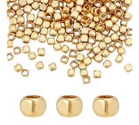PH PandaHall 200pcs 2mm Cube Spacers Beads 18K Gold Plated Cube Beads Square Loose Bead Smooth Spacer Bead for Stackable Bracelet Necklace Craft Jewellery Making