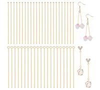 PH PandaHall 200pcs 304 Stainless Steel Eye Pins Flat Head Pins, 50mm Gold Loop Head Pins Flat Metal Pins Jewellery Findings Head Pins for Earring Bracelet Necklace Pendant Crafts Making