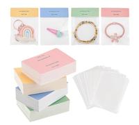 PH PandaHall 200pcs 4 Colors Jewelry Package Bags, Paper Display Cards with 4.3 x 3.1 inch Clear Bags Jewelry Display Bags Jewelry Package Supplies for Small Craft Earrings Bracelet Key Chain