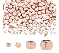 PH PandaHall 200pcs 4 Sizes Cube Spacers Beads Rose Gold Plated Cube Beads Smooth Square Spacer Bead Craft Loose Bead for Stackable DIY Bracelet Necklaces Jewellery Making, 2/3/4/5mm