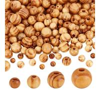 PH PandaHall 200Pcs 4 Sizes Wooden Beads Round Wooden Craft Bead, Natural Wood Macrame Bead Loose Spacer Hair Beads for Braided Hair DIY Bracelet Necklace Jewellery Making Decor