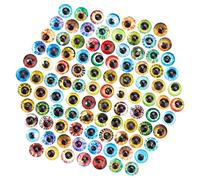 PH PandaHall 200pcs 50 Style Glass Dragon Eyes Glue on Cabochons, 6mm Glass Cabochons Cat Owl Bird Human Pupil Eyes Half Round Gems for Christmas Doll Making Props Photo Dome Pendant Trays Halloween