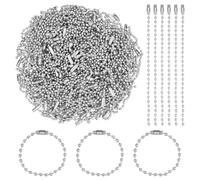 PH PandaHall 200pcs Ball Bead Chains, 10cm Christmas Tree Hanging Chains Sliver Ball Chain for Keyring Bead Small Tag Chain Hanging Tag with Connectors for Keyrings Badge Hang Ornament Craft