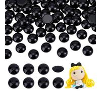 PH PandaHall 200pcs Black Eyes Cabochons, 12mm Flat Back Cabochon Flatback Animal Eyes Craft Acrylic Dome Button for Stuffed Animal Amigurumi Bear Teddy Puppet Cat Making Scrapbooking Projects