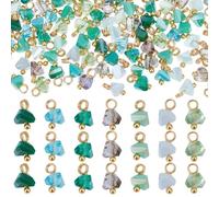 PH PandaHall 200pcs Blue Ocean Series Crystal Charms Triangle Faceted Glass Charms Electroplate Dangle Pendant Gemstones with Golden Head Pins for Earring Bracelet Jewellery Making, 8x6mm