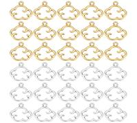 PH PandaHall 200pcs Cloud Shape Charms Tibetan Style Charms Weather Cloud Pendants Hollow Clouds Frame for Jewellery Making Necklace Earring Keychain DIY Craft, Antique Silver and Gold, 14x12.5mm