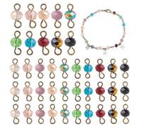 PH PandaHall 200Pcs Faceted Glass Links Connectors Pendants 10 Colors Rondelle Glass Connector Charms Gemstone Charms with Antique Bronze Palted Double Loops for Bracelet Necklace Jewelry Making
