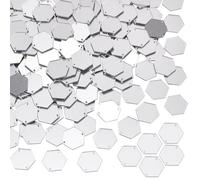 PH PandaHall 200pcs Hexagon Sew on Mirrors Silver Acrylic Sew on Mirror Pieces with Holes, 20x17.5mm/ 0.8x0.7inches Mirror Beads for DIY Wedding Dress Clothing Bags Shoes Decoration Garment Crafts