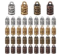 PH PandaHall 200pcs Metal Cord End Caps, 4 Colors Column Leather Thread Rope End Cap Tassel Caps Jewellery Cap Tip for DIY Craft Dangle Earrings Bracelets Necklaces Jewelry Making Kumihimo Supplies