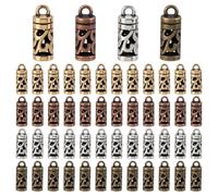 PH PandaHall 200pcs Metal Cord End Caps, 4 Colors Tassel Caps Jewellery Cap Tip Leather Thread Rope End Cap for DIY Craft Dangle Earrings Bracelets Necklaces Jewelry Making Kumihimo Supplies