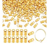PH PandaHall 200pcs Metal Cord End Caps, Antique Golden Leather Thread Rope End Cap Tassel Caps for 2mm Cords Alloy Jewellery Cap Tip for Dangle Earrings Bracelets Necklaces DIY Craft Making