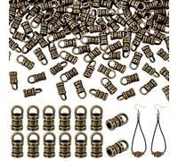PH PandaHall 200pcs Metal Cord End Caps, Tassel Caps for 2mm Cords Antique Bronze Leather Thread Rope End Cap Alloy Jewellery Cap Tip for Dangle Earrings Bracelets Necklaces DIY Craft Making