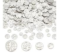 PH PandaHall 200pcs Metal Stamping Blanks, 304 Stainless Steel Blank Tags Flat Round Charms with Textured Pattern Message Word Tag Pendants for Bracelet Earring Jewelry Gift Making