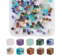 PH PandaHall 200pcs Natural Cube-Mixed Colors-4~5mm Stone Beads for DIY Jewelry Making, Hole: 0.7~1.2mm