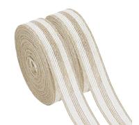 PH PandaHall 20m Burlap Ribbon 2 Rolls 2.6cm Thin Flat Jute Twine White Brown Stripes Hemp Jute Rope Cord Twine Burlap Ribbon Natural Rustic Ribbon Roll for Gift Wrapping Garland Tree Outdoor Wedding