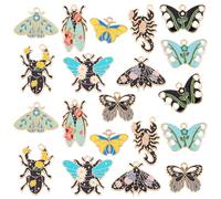 PH PandaHall 20Pcs 10 Styles Insect Pendants Butterfly Charms Scorpion Beetle Bees Pendants with Flower Enamel Metal Gold for Key Chains DIY Bracelet Necklace Earring Jewelry Making Craft