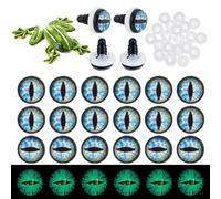 PH PandaHall 20pcs 12mm Glow in The Dark Craft Safety Eyes Dragon Eye Cabochons Light Blue Luminous Crochet Eye with 20pcs Washers for Crocheted Stuffed Animal Lizard Snake Halloween