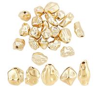 PH PandaHall 20pcs 18K Gold Plated Irregular Beads, 5 Styles Twist Gold Beads Brass Spacer Bead Twist Nuggets Loose Bead for Necklace Bracelet Earring Jewelry Making