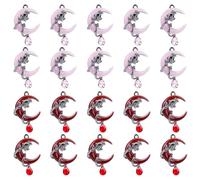 PH PandaHall 20pcs 2 Colors Moon Charms, Moon Teardrop Rose Charms Red Pink Rhinestone Pendants Gunmetal Metal Rose Flower Pendants for DIY Earrings Necklaces Bracelets Gothic Jewelry Making