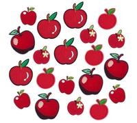 PH PandaHall 20pcs 5 Styles Apple Iron on Patches Sew on Patches Cloth Appliques Polyester Red Applique Patches for Backpacks Clothes Hats Jackets Jeans School DIY Halloween Christmas Decoration