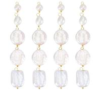 PH PandaHall 20pcs 5 Styles Freshwater Pearl Charms Irregular Baroque Pearls Flat Round Satin Pearl Charms for Summer Surfer Bracelet Earring Jewellery Making DIY Crafts 1.2~2.3cm