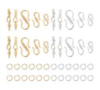 PH PandaHall 20PCS 5 Styles S-Hook Clasps 2 Colors Metal Toggle Clasps with 40PCS Open Jump Rings Silver Golden Connectors Clasp S-Shaped Wire Hook Clasp for Choker Necklace Charms Bracelet Key Chains