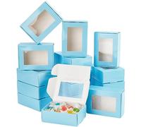 PH PandaHall 20pcs Blue Gift Box Set with Window Treat Box Kraft Paper Candy & Pastry Boxes for Christmas Wedding Favor Party & Halloween - 8.7x6.2x3.2cm/3.4x2.4x1.2