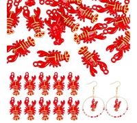 PH PandaHall 20Pcs Crayfish Charm Red Lobster Whimsical Charms 3D Animal Pendants Realistic Shrimp Baking Painted Alloy Pendant for Keychain Bracelet Earring Necklace Jewelry Crafts